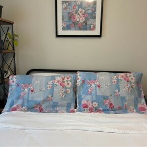 Collier Campbell cottage core floral pillow shams set standard hot pink sky blue